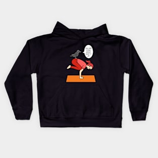 Yoga pose -cute crow Kids Hoodie